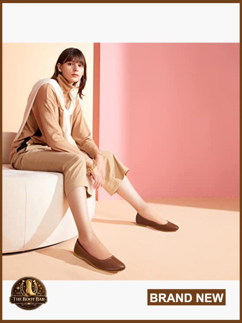 Women's Ballet Flats Slip On Shoes Comfortable PU Leather Round Toe - Picture 3 of 7